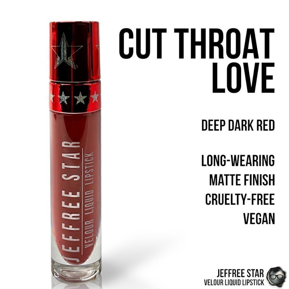 JEFFREE STAR VELOUR LIQUID LIPSTICK CUT THROAT LOVE RED FULL PIGMENT LIP COLOR